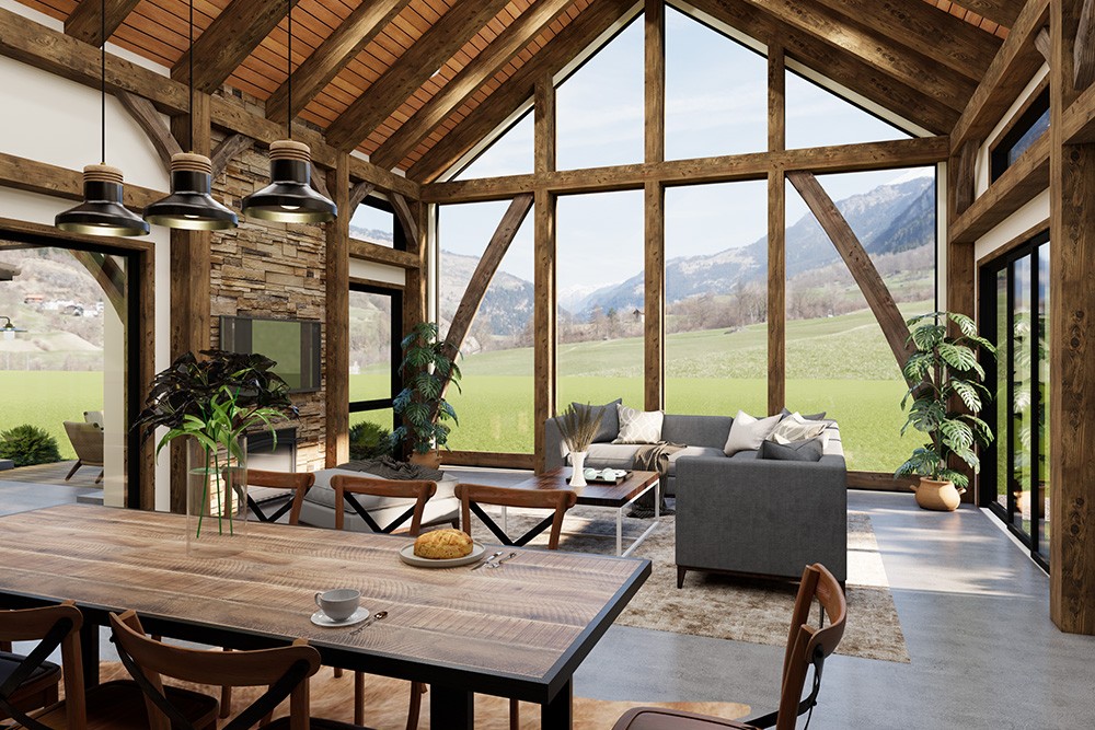 Barn-Style living and dinning room