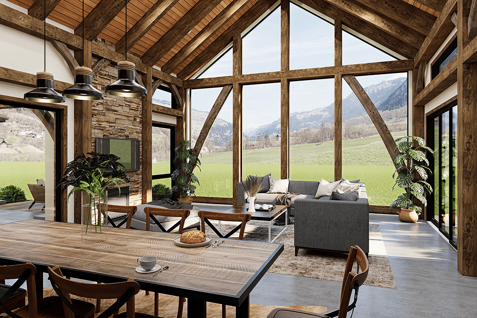 Looking out of barn house window